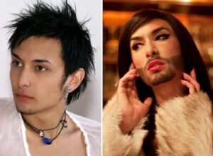 Conchita Wurst with no makeup and with make up